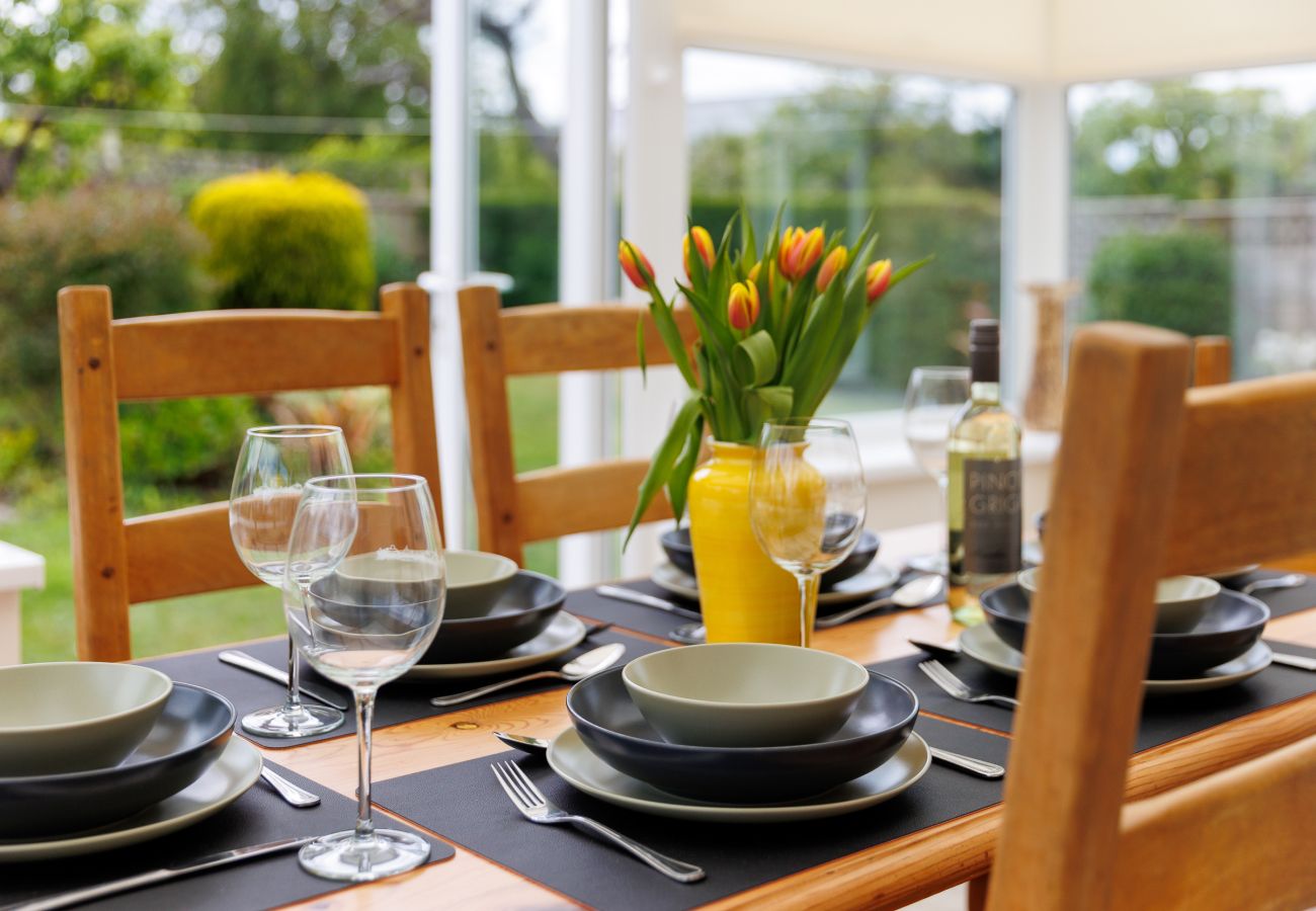 Elegant dining table in Isle of Wight holiday home