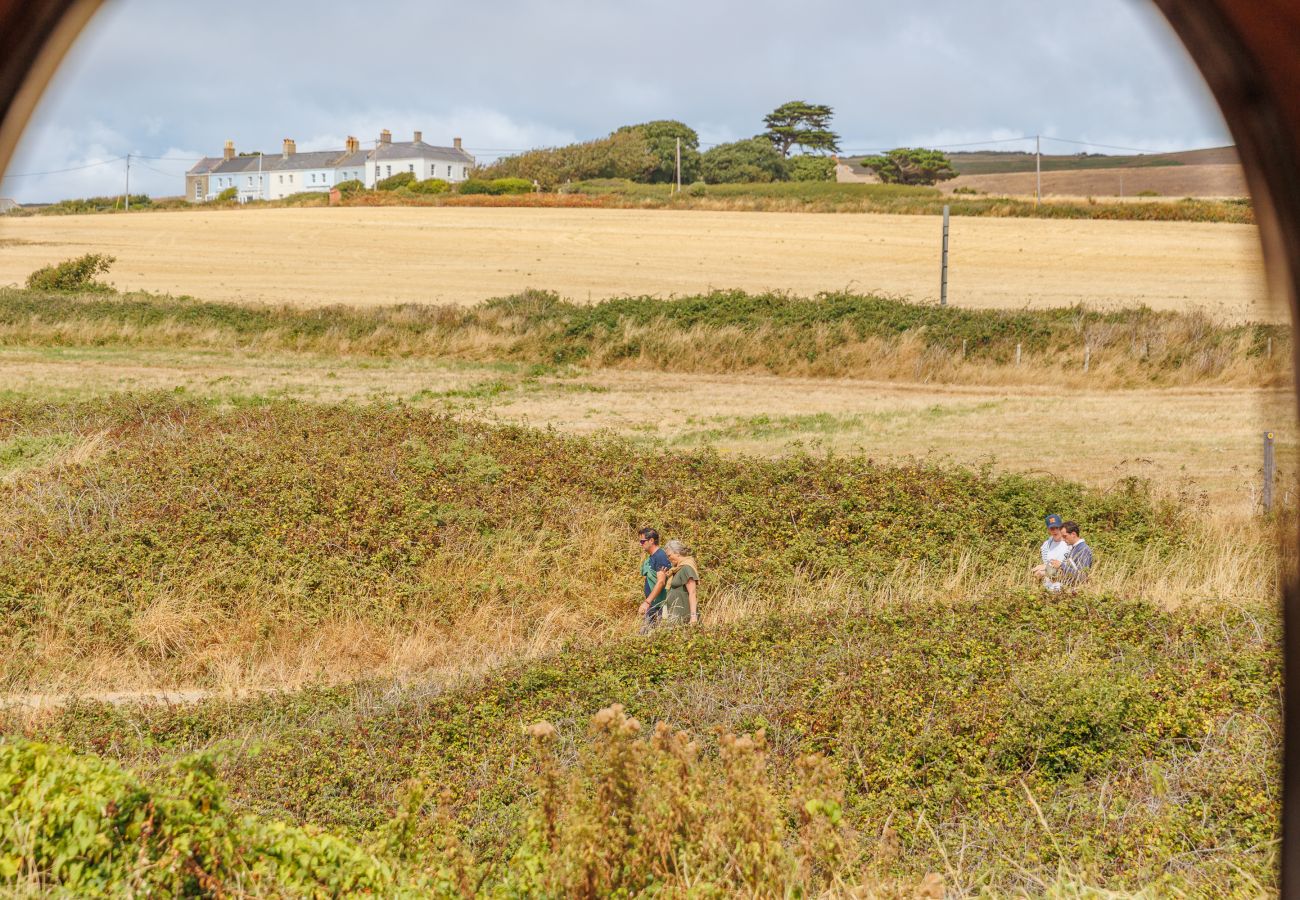 Walkers enjoying the countryside near Moon Chine Cottage on the Isle of Wight.