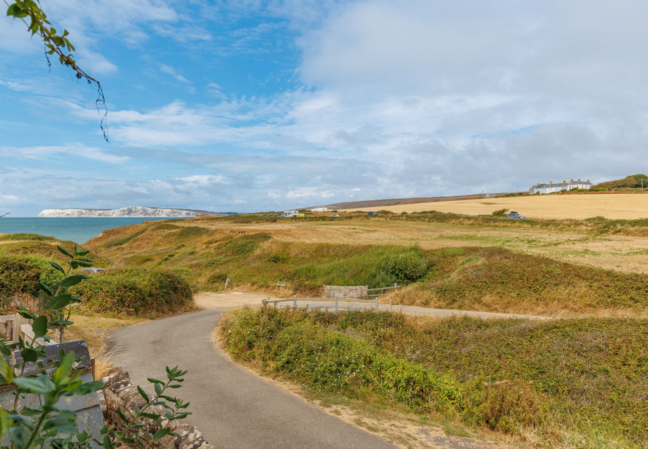 Stunning countryside views with the coastline and white cliffs from Moon Chine Cottage on the Isle of Wight.