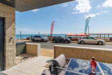 Sea views from the outside seating area at Hummingbird ground-floor apartment on Sandown seafront.